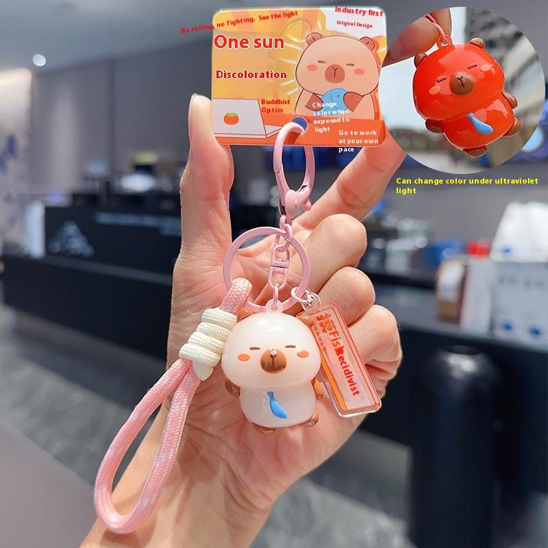 

Брелоки-капибары, меняющие цвет под УФ-излучением, брелок для ключей автомобиля, мультяшный кулон-капибара, женский брелок-шарм