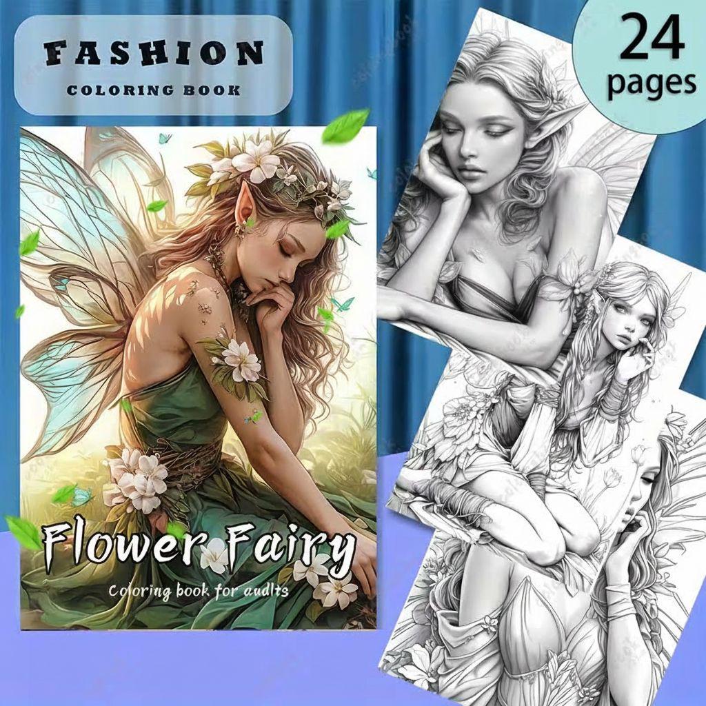 New A4 Flower Fairy Coloring & Drawing Book - Thick Pages