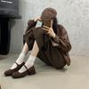 Retro Mary Jane shoes women's soft-soled Doudou shoes 2025 spring and autumn new brown small square head shallow mouth one pedal single shoes