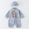Chinese Style Baby Romper Set: Autumn/Spring Outing Outfit for Boys - Perfect for First Birthday, Full Moon, or Hundred Days Celebration.