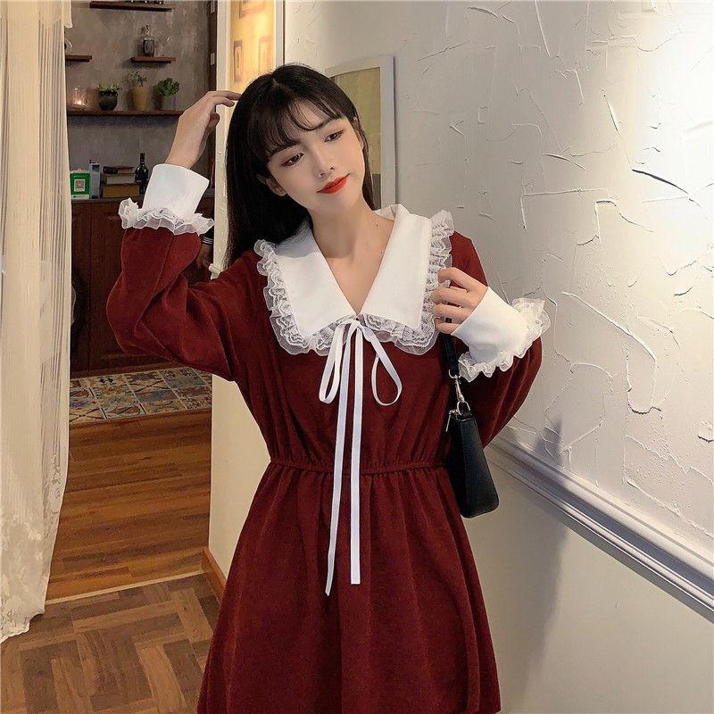 shirt dress korean style Korean Style Two Piece Dress Set - Women's Work Dress, Brown Tassel Dress with Bow & White Long Sleeve Shirt, Cute Office Outfit from Dhgate Work Dresses