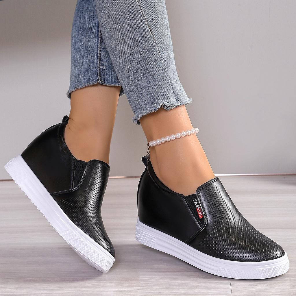 Fashion New White Hidden Wedge Heels Sneakers Casual Shoes Woman High Platform Shoes Women's High Heels Wedges Shoes for Women