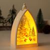 Vintage Christmas Ornament House Shape Santa Claus Deer Snowman Statue Night Light Glowing Decoration