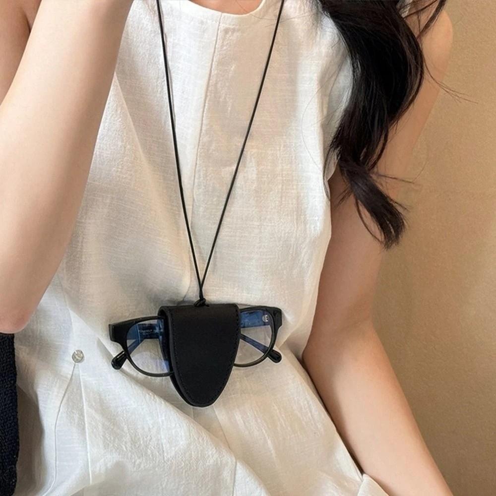 Pendant Hanging Neck Anti-loss Key Chain Sunglasses Headphone Clip Magnetic Leather Necklace  Girl