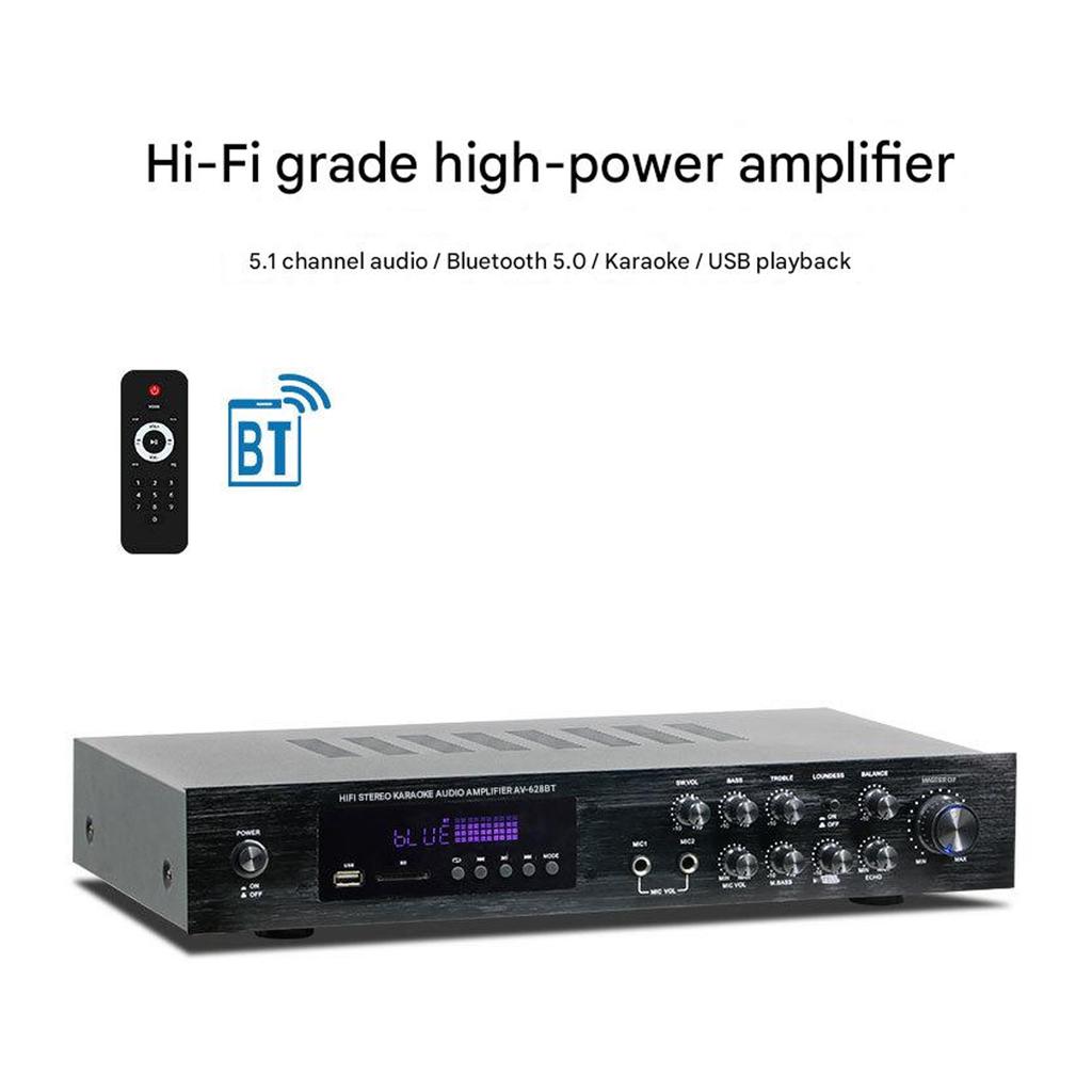 120x2W+80Wx2+80W Music Amplifier With Bluetooth-compatible 5.1 USB Card Slot And FM Radio For Home Entertainment