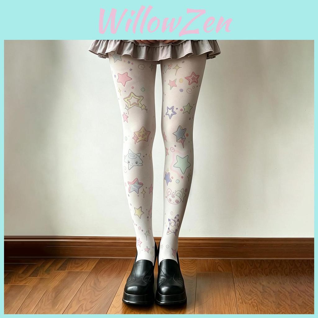 Cartoon Print Tights With Velvet Fabric For Women Casual Wear