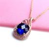 Exquisite Russian 585 Purple Gold Luxury Blue Stone Bright Egg Surface Pendant Beautiful Woman Variety Color Gold Retro Chain