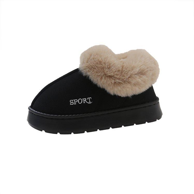 Large size 2025 autumn new bag heel cotton shoes winter home indoor velvet warm men's and women's thick-soled fluffy shoes