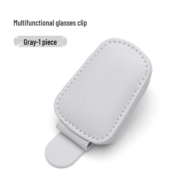 

Универсальный зажим-держатель для солнцезащитных очков и очков из коровьей кожи на козырек автомобиля серый