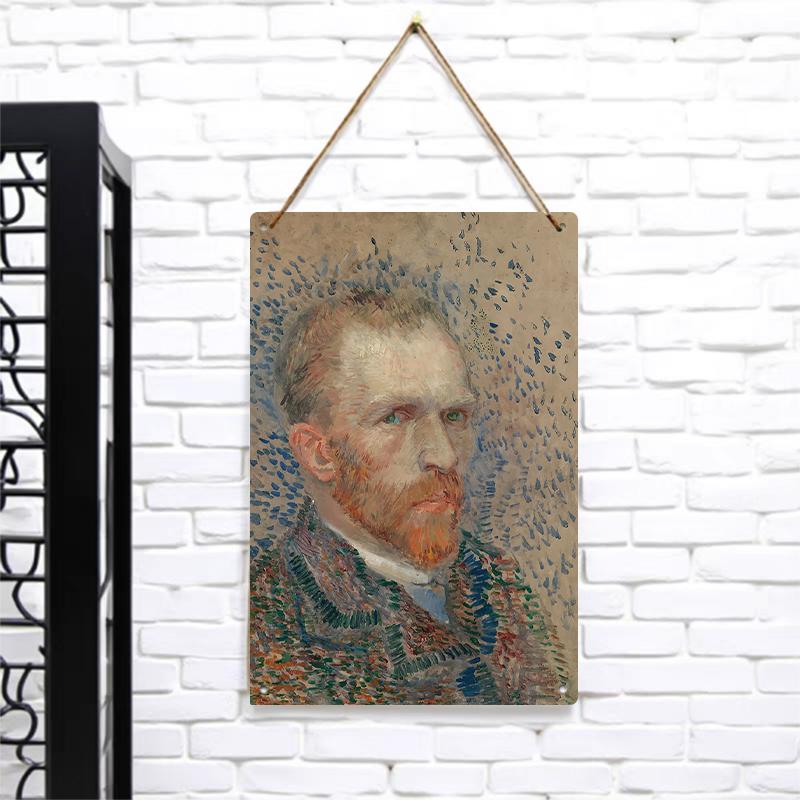 Van Gogh Self Portrait Metal Iron Painting Vintage European Home Wall Art Decorative Hanging Ornament 7.9x11.8In(20x30cm)
