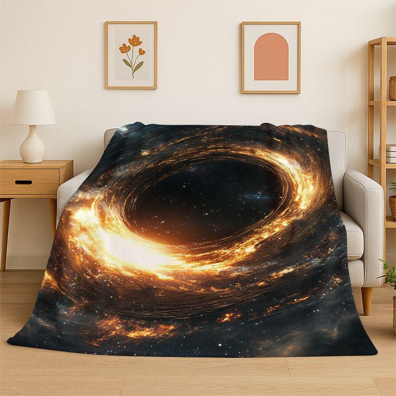 Dream Universe Galaxy Space Stars Black Hole Milky Way Flannel Blanket Soft Throw Blanket for Bedroom Living Room Bed Picnic Nap