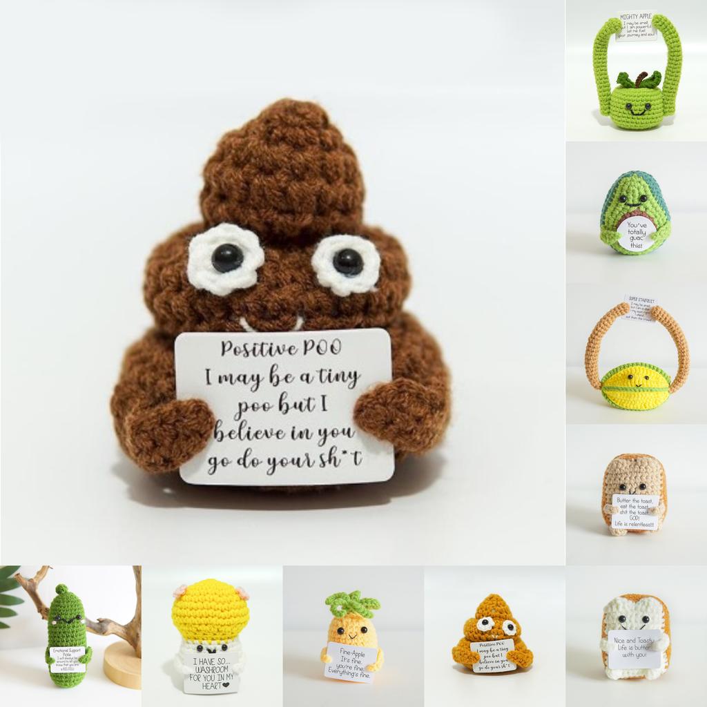 Funny Positive Card Fruit Toast Knitted Doll Home Desk Decoration Gift Christmas