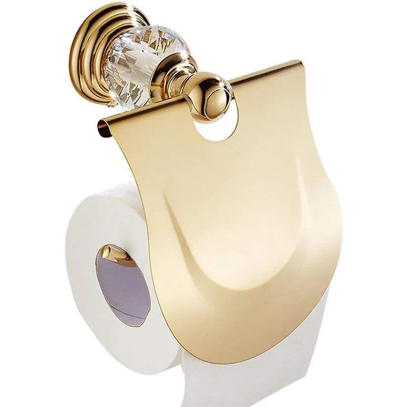 Luxury Crystal Bathroom Accessories Set Gold Polished Brass Bath Hardware Set Wall Mounted Paper holder hooks towel ring bar