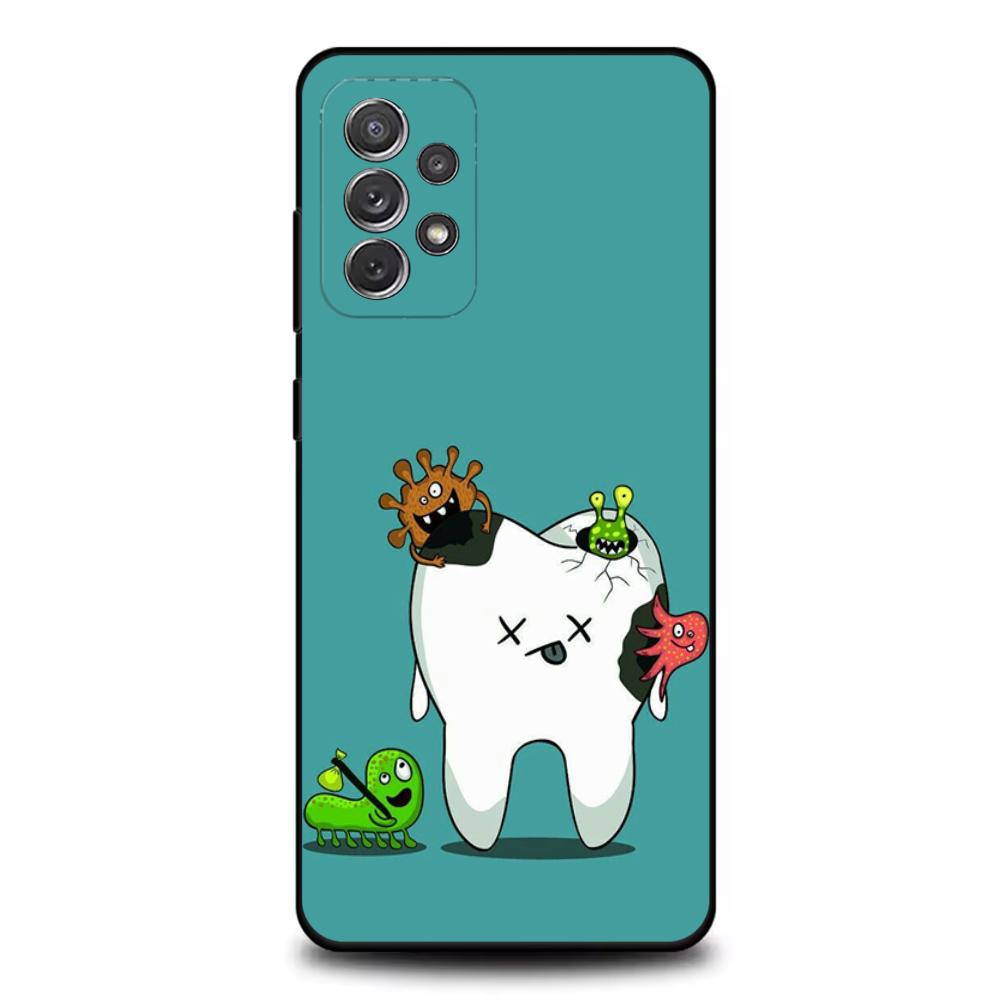 Tooth Teeth Funny Dentist Phone Case For Samsung S25,S24,S21,S22,S23,S30,Ultra,S20,Plus,Fe,Lite,Note,10,9,5G Black Cover