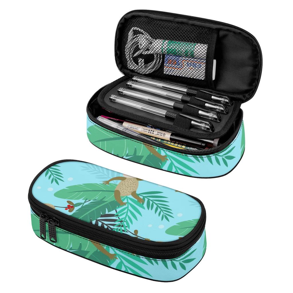 Pen Case Practical Durable 300D Polyester Smooth Zipper with Mesh Pocket Removable Divider and Pen Slots for Teens and Students