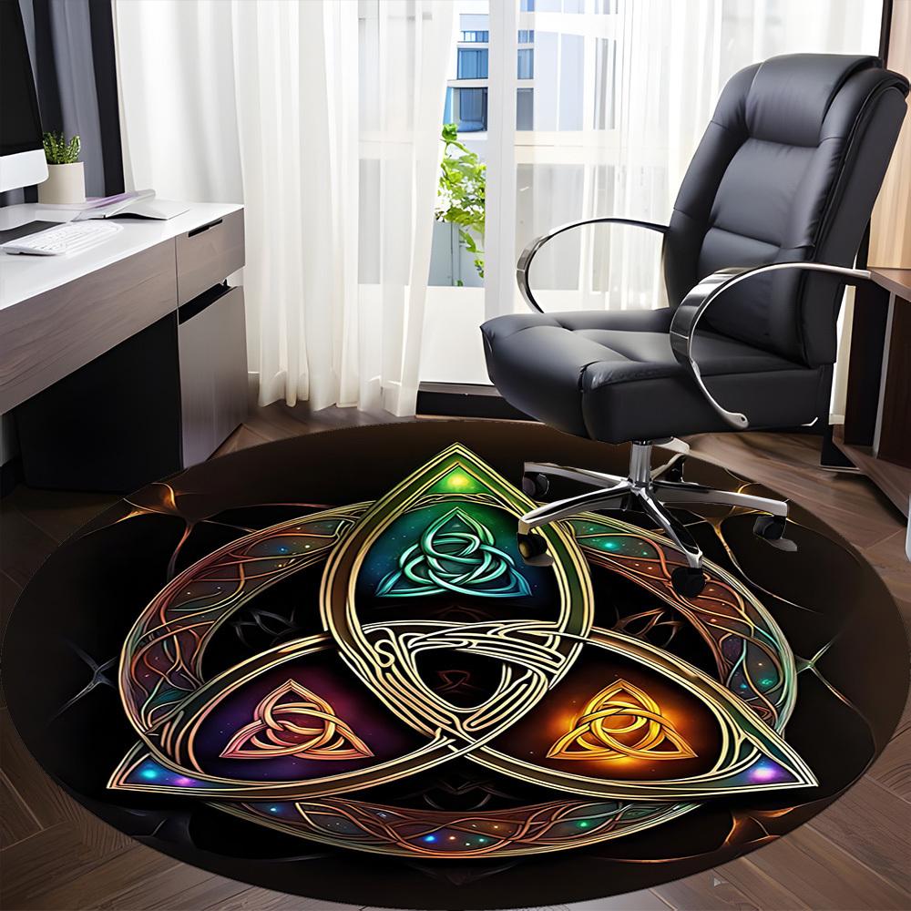 1pc Celtic Knot Office Round Area Rug, Indoor Mat Suitable For Office, Under Office Chairs Bedroom Living Room Home Decor, Room Deco