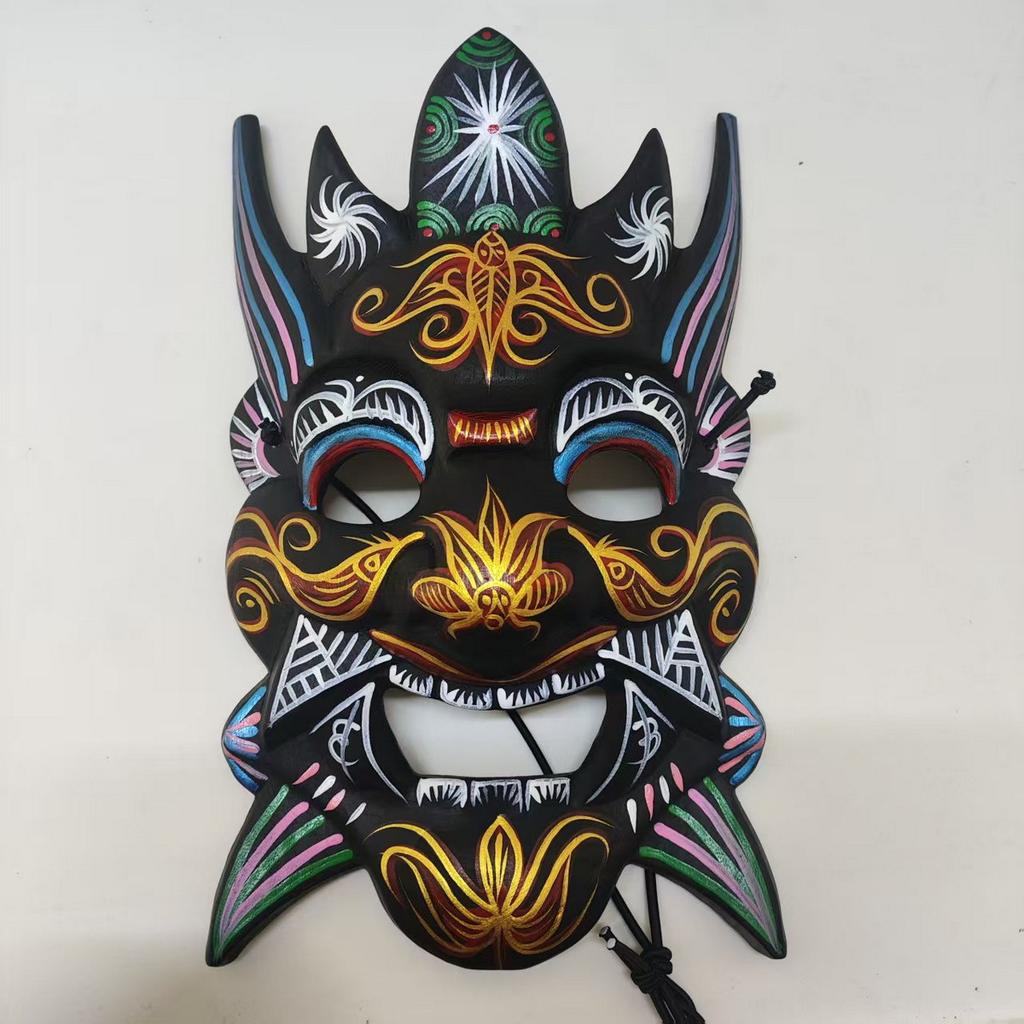 Halloween cos Ghost play mask, Japanese sacrificial costume props, Halloween carnival, horror ghost entertainment Nuo Opera Mask