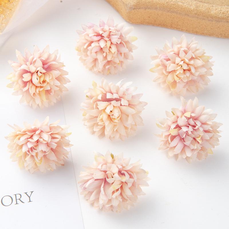 10PCS Artificial Chrysanthemum Pompom Flowers Realistic Faux Silk Floral Bouquet for DIY Hair Clips Shoes and Straw Hat Decor