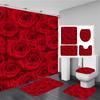 Pink Floral Rose Waterproof Shower Curtain Sets Toilet Seat Cover Non-Slip Bath Mat Rug Carpet Bathroom Decor Polyester Fabric