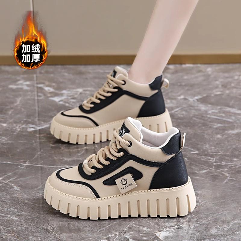 High-top shoes spring new soft-soled sports with skirt muffin thick baseplate shoes