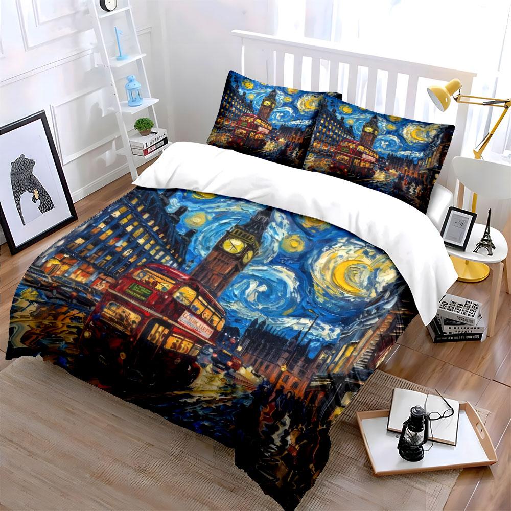 "London-Inspired Art Decor Set" Kid's and Adults' Bedroom Decor, Exquisite Three-piece Bedding Set Gift