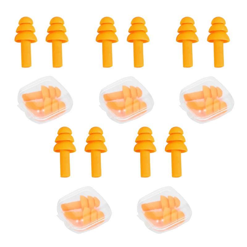 5Pairs Soft Ear Plug Waterproof Comfort Colorful Silicone Earplugs Ear Protection Sound Insulation Anti-Noise for Sleep Swimming