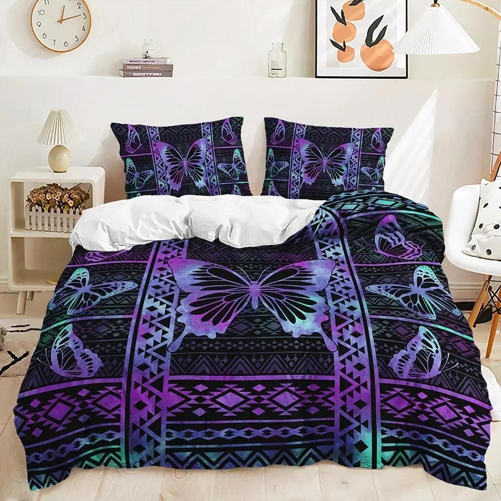 Lila Schmetterling Rosen Bettwäsche Sets Mode Bettbezug Sets Einzelbett Doppelbett Queen Size King Size Kissenbezug für Kinder Erwachsene Geschenk Bettwäsche