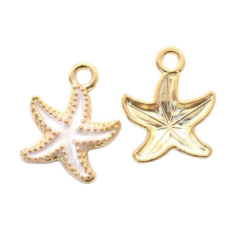 Multicolor Starfish & Seashell Conch Pendant — Marine Life DIY Alloy Jewelry Accessory