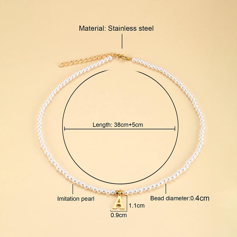 Złote Litery Inicjał Wisiorek Naszyjnik DIY Nazwa Imitacja Pereł Koraliki Naszyjniki Dla Kobiet Perłowy Damski Choker Biżuteria Prezent