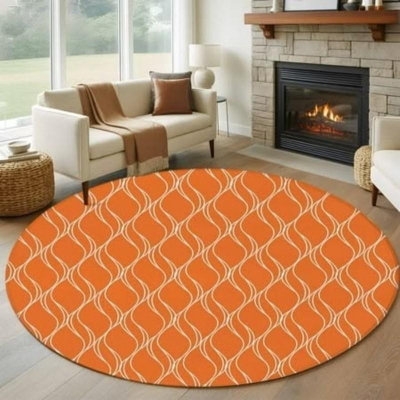 Stained Glass Round Rug Giraffe Animal Print Carpet Non Slip Floor Mat For Living Room Bedroom Home