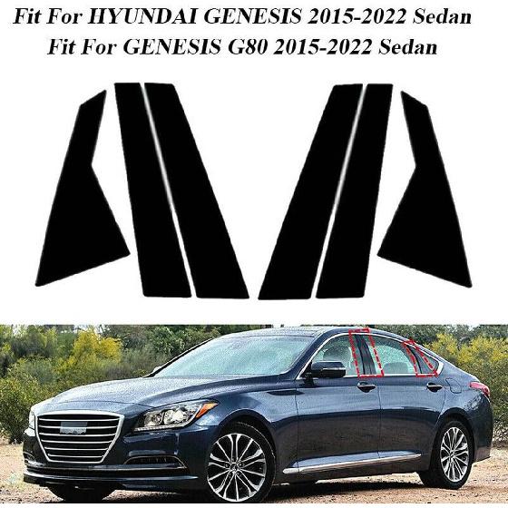 6Pcs Car Window Pillar Posts Door Trim Cover Stickers for Hyundai Genesis G80 Sedan 2015 2016 2017 2018 2019 2020 2021 2022 Gloss Black (Not