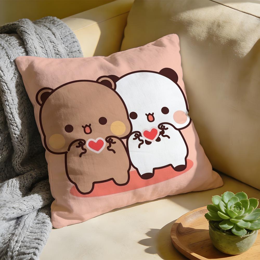 Panda BBubu DDudu Cushion Cover Washed Linen Soft Breathable Decorative Case For Sofa Home Pillow Cover