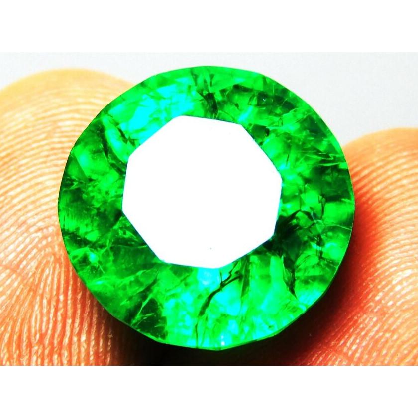 Natural Green Emerald Loose Gemstone 6 Ct Round Shape for Jewelry Making and Gem Collections