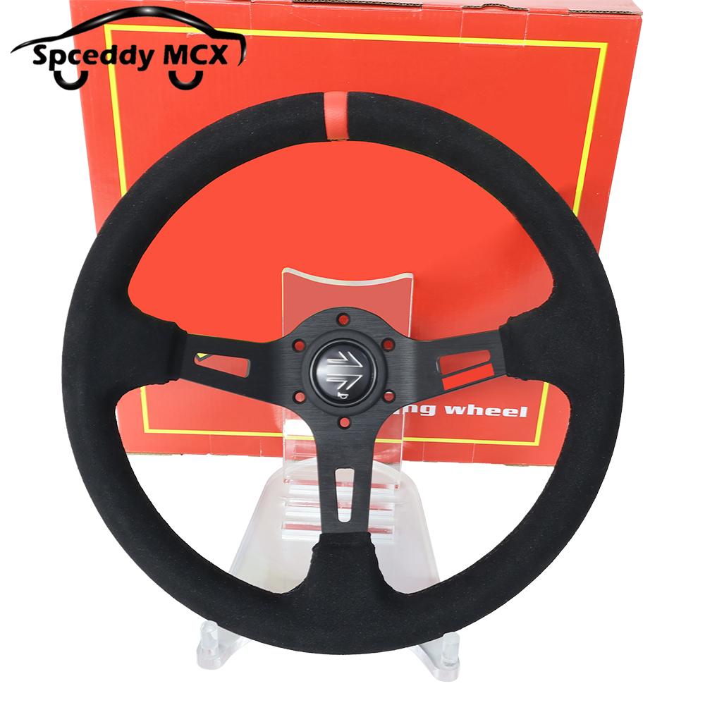 13.5inch 335mm Racing Steering Wheel Suede Deep Dish Car Sports
