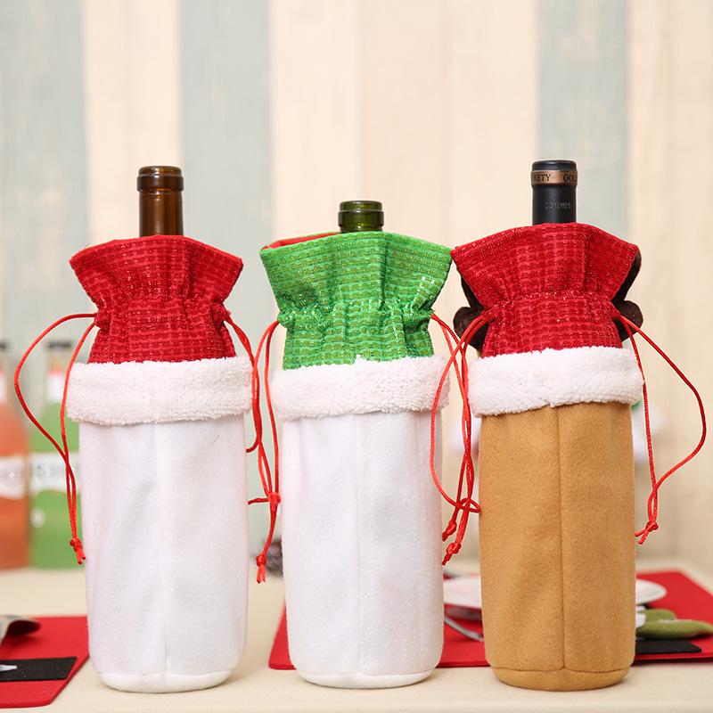 Santa Claus Christmas Wine Bottle Bag - Holiday Table Decoration Gift