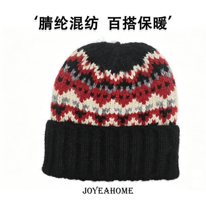 Kids Winter Knit Beanie Hat Fleece Lined Warm Skull Cap Nordic Pattern Cuff Ear Warmer for Boys Girls School Warm Wearing