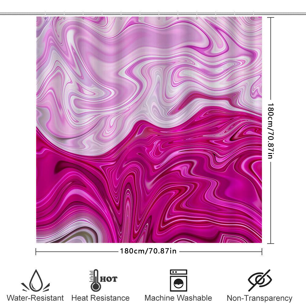 Shower Curtain Waterproof Fabric Print Pink Marble Bathroom Decor Shower Panels Modern Shampoo Soap Dispenser Bag