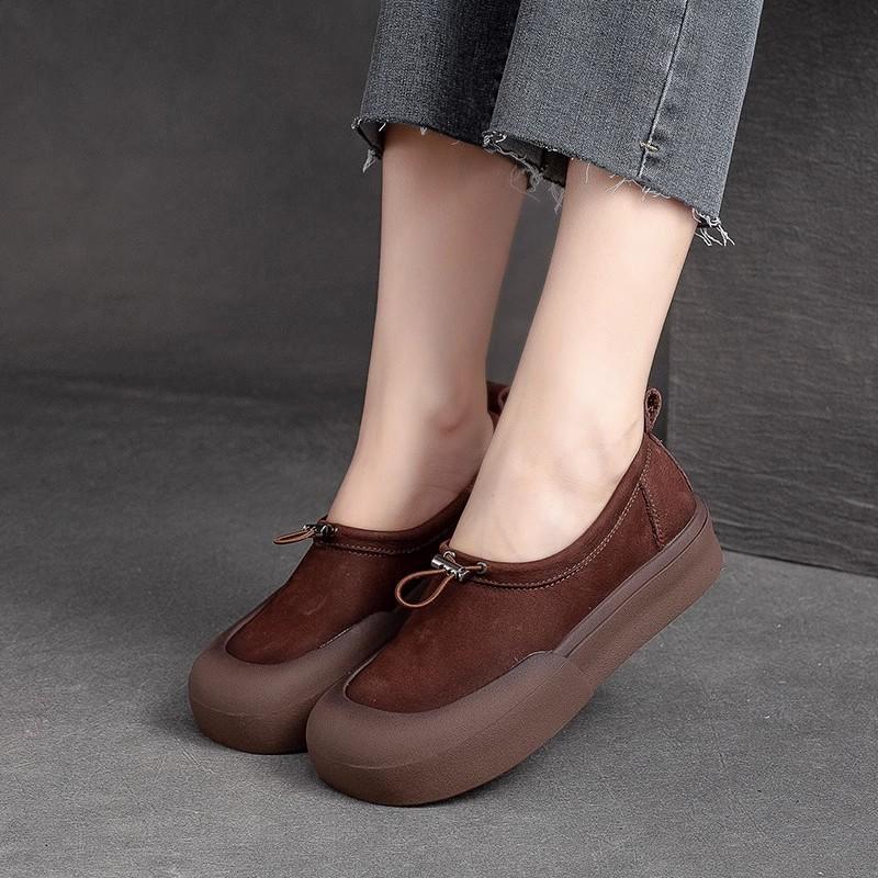 Autumn new retro leather thick-soled women's shoes one-pedal casual lazy single shoes soft-soled first-layer cowhide mother shoes