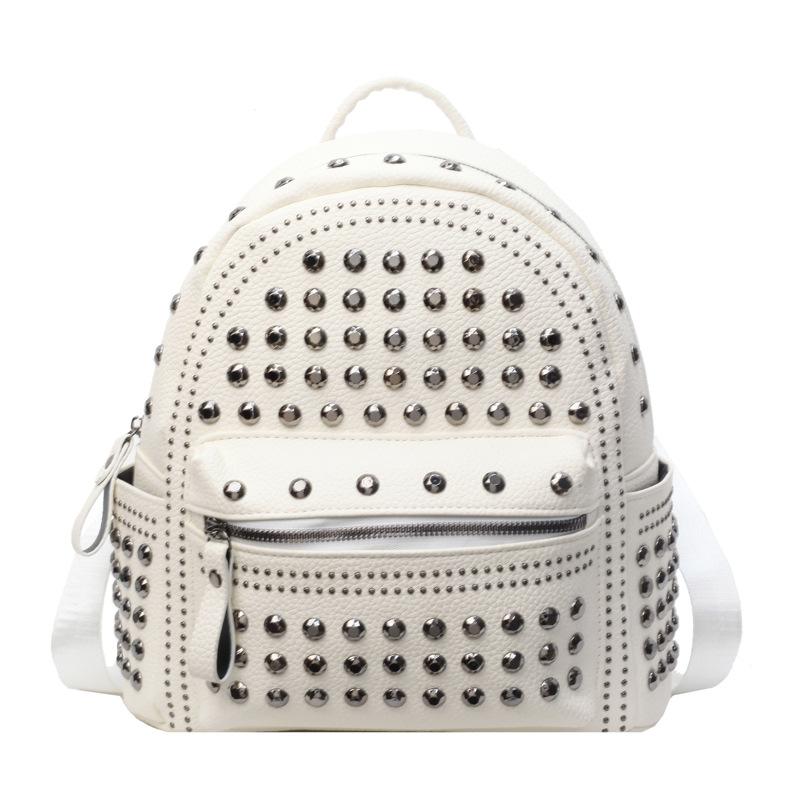 

Женский рюкзак с заклепками, школьный рюкзак из ПУ, дорожный рюкзак белый