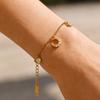 Gold Color 3D Heart-Shaped Star Tassel Bracelet For Womem Summer Waterproof Stainless Steel Chain Shiny Hand Jewelry Party Gift