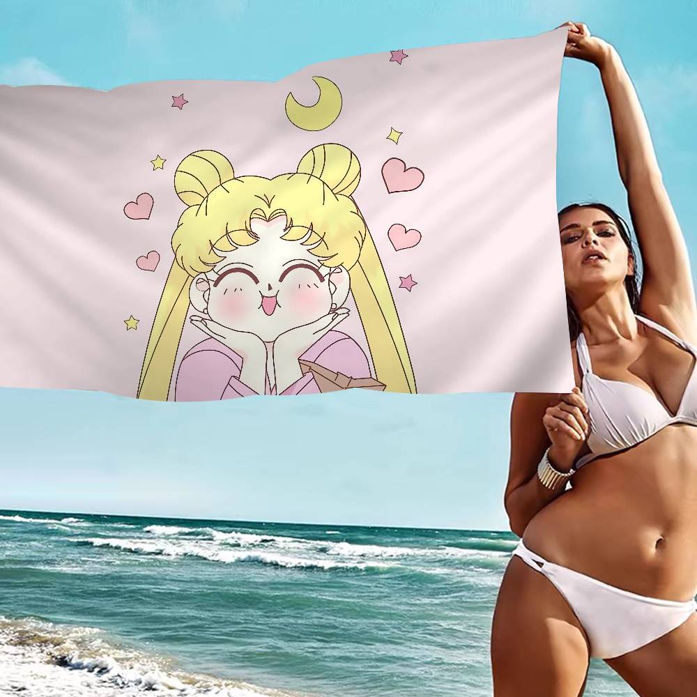 

Cute S-Sailor M-MoonS Anime Beach Swimming Towel Soft Absorbent Washcloth Children s Gifts For Kids Travel Camping Gym W40*H60(CM)