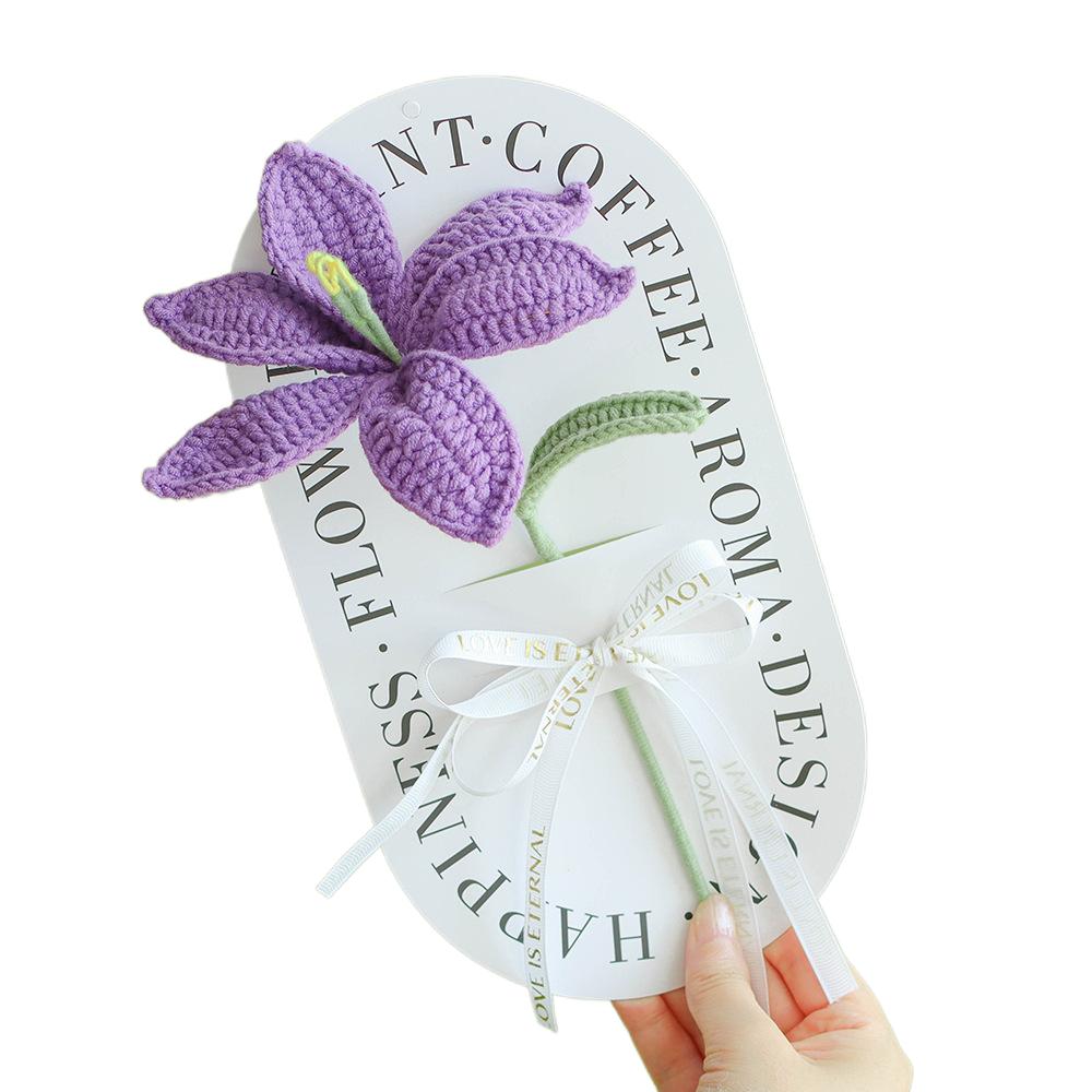 

Romantic Hand Woven Bouquet Hand-Knitted Flower Bouquet Gift Bags Mother s Day Gift фиолетовый
