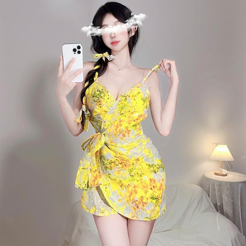 Sex Lingerie Yellow Robe Sexy Women's Sex Lingerie Tight Suspenders Passion Seduction Women Midnight Charm