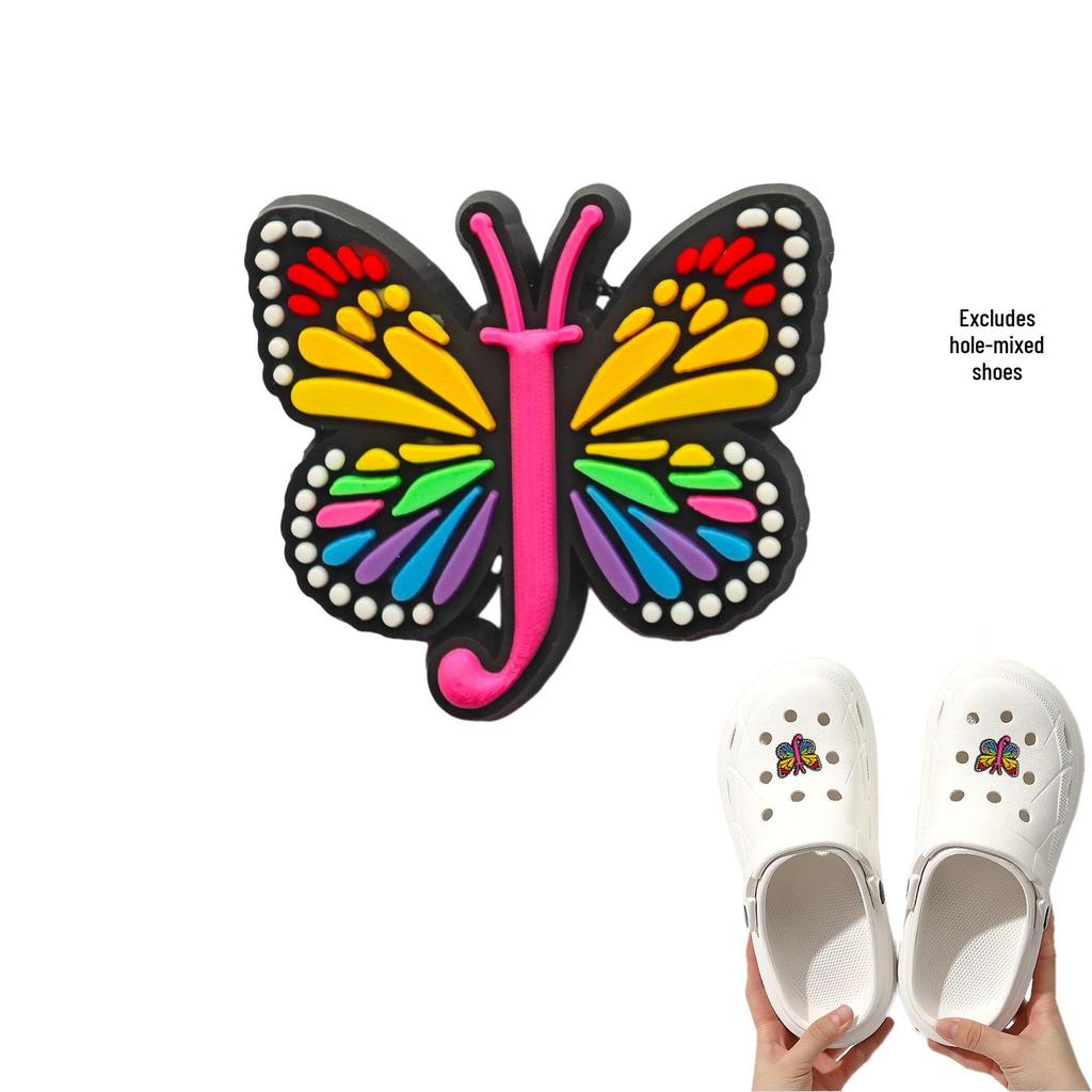 Cross-border Cute Detachable PVC Shoe Ornaments: Butterfly, Letter, Cartoon Designs for Festival and Party Shoes