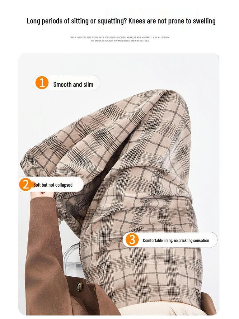 Women's 2026 Spring Retro Plaid High-Waist A-Line Skirt with Elastic Waist and Wide Hem