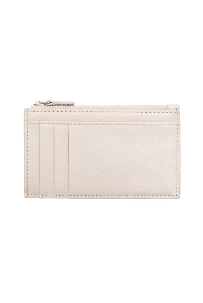 Leather Smart Wallet Genuine Leather Fragment Case Card Storage Leather Wallet Mini Wallet Leather [Business Factory] (Carara White)