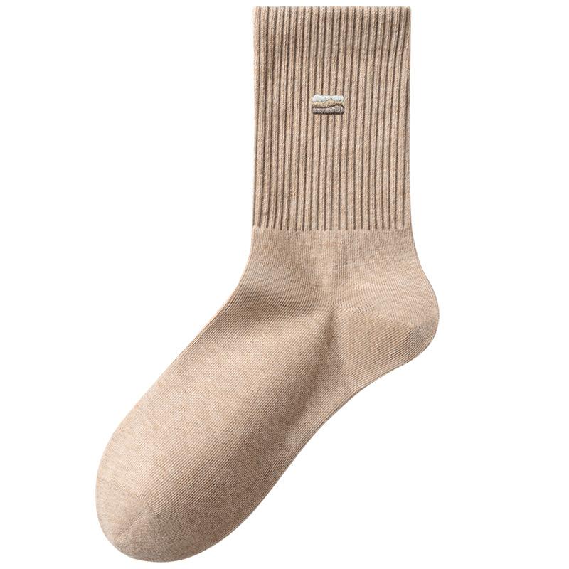 Men's Pure Cotton Mid-calf Cotton Socks, Black, All-cotton for Autumn and Winter, Sweat-absorbing, Deodorizing and Antibacterial