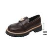 2025 New Cowhide/cow Anti-leather Round Head Metal Buckle Platform Loafers 4CM Square Heel Casual Single Shoes Women's Shoes