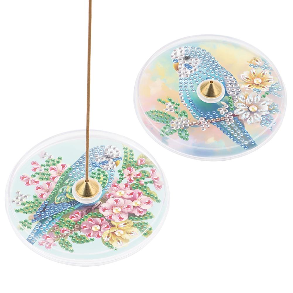 2Pcs Acrylic Special Shaped Exquisite Pattern Diamond Painting Incense Holder Diamond Painting Aroma Stand for Yoga Meditation