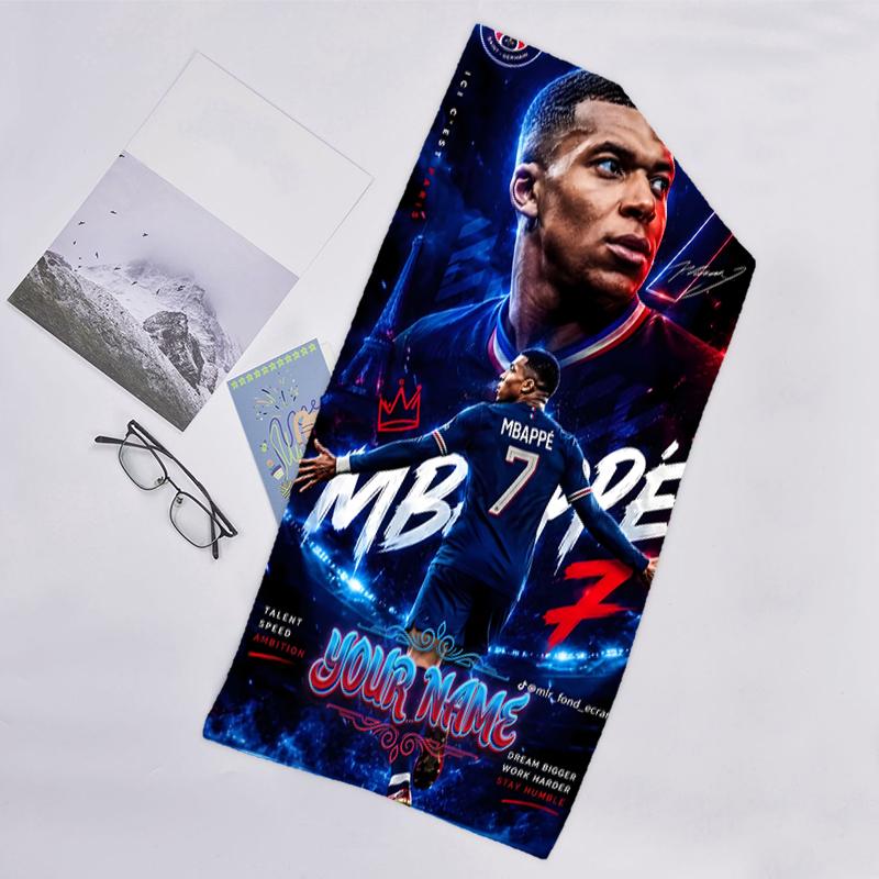 1pc M-Mbappe Beach Towel with Custom Name, Beach and Seaside Swimming Pool Equipment, Fashion Pattern, Rectangular, Travel Essential